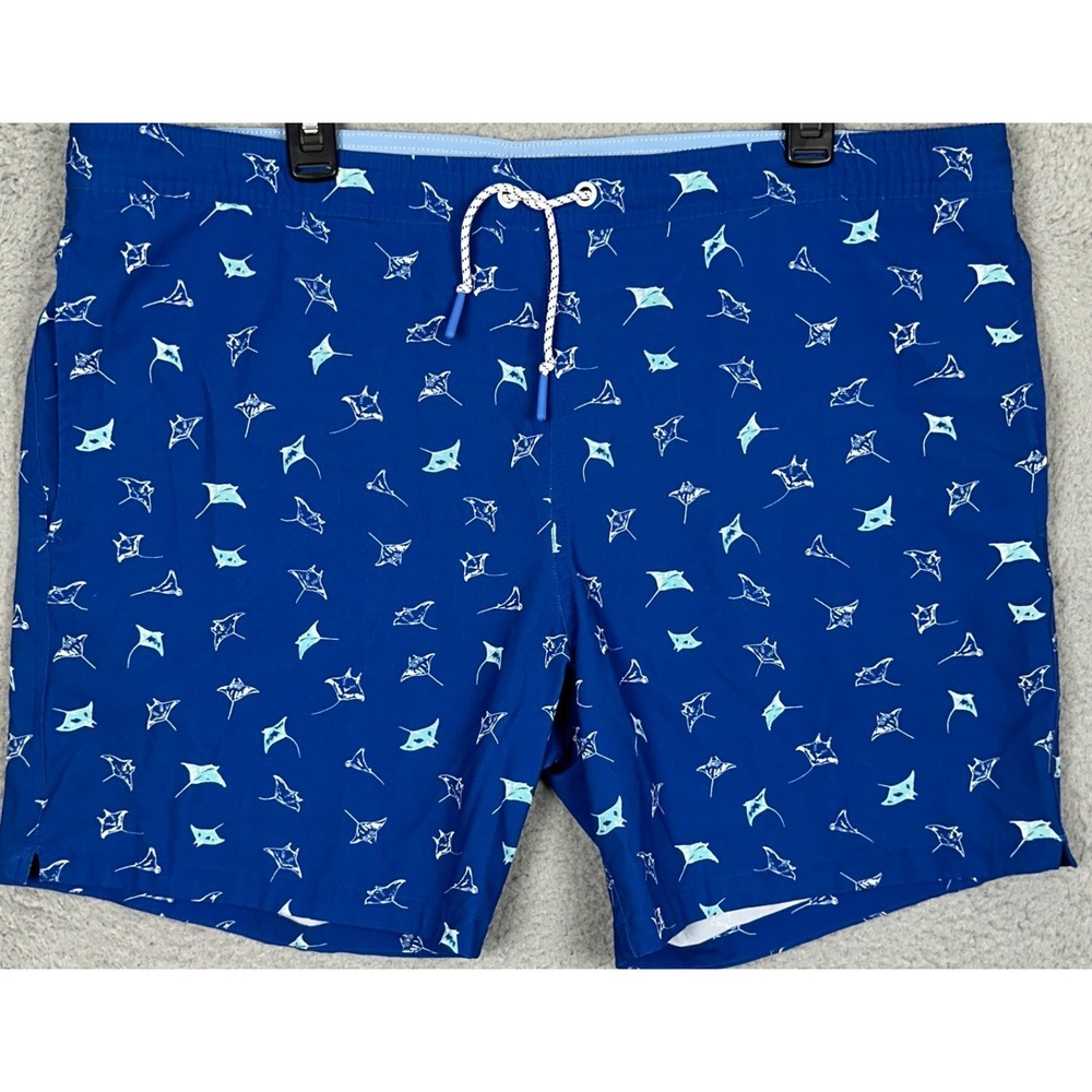 Bonobos Swim Trunks Mens Large 7 Inseam Blue‎ Stingray Print Lined Board Shorts